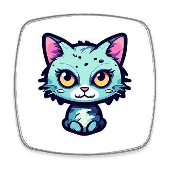Cute Cat Illustration - Square fridge magnet - white - Front
