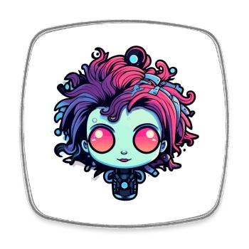 Cute zombie illustration - Square fridge magnet - white - Front