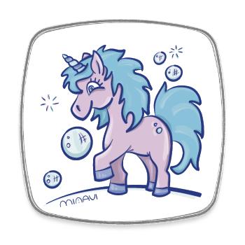 Licorne / Fantaisie / Bulles de savon / Conte de fées / Fée - Magnet carré - blanc - Devant