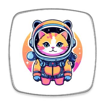 Katze Astronaut Illustration - Viereckiger Kühlschrankmagnet - Weiß - Vorne