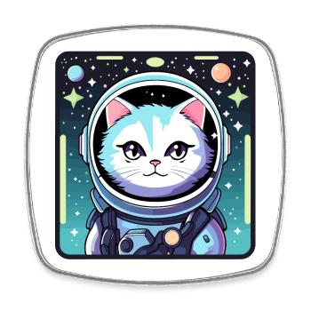 Katze Astronaut Illustration - Viereckiger Kühlschrankmagnet - Weiß - Vorne