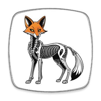 Fox Skeleton Illustration - Square fridge magnet - white - Front