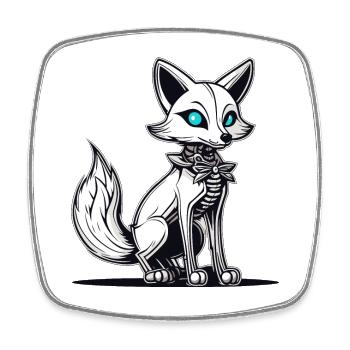Fox Skeleton Illustration - Square fridge magnet - white - Front