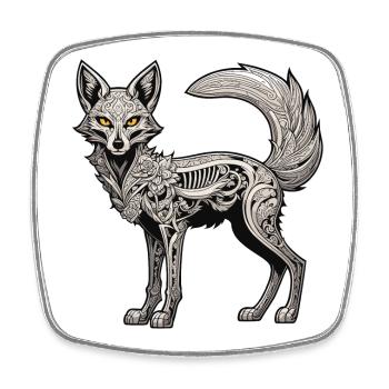 Fuchs Skelett Illustration - Viereckiger Kühlschrankmagnet - Weiß - Vorne