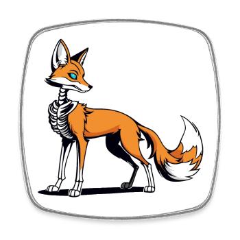 Fox Skeleton Illustration - Square fridge magnet - white - Front