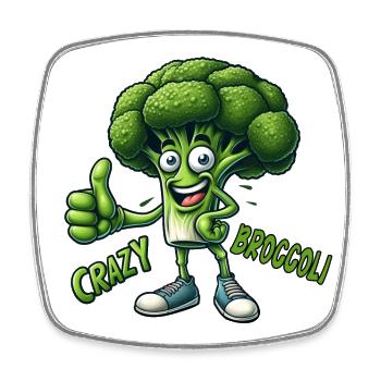 Crazy Veggies: Bro Broccoli Thumbs Up - Viereckiger Kühlschrankmagnet - Weiß - Vorne