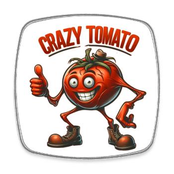 Crazy Veggies: Horror Tomato with hat + Thumps Up - Viereckiger Kühlschrankmagnet - Weiß - Vorne