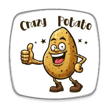Crazy Veggies: Potato thumbs up - Viereckiger Kühlschrankmagnet - Weiß - Vorne