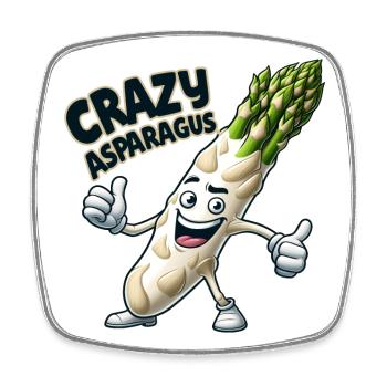 Crazy Veggies: Asparagus Bodybuilder Pro Thumbs Up - Viereckiger Kühlschrankmagnet - Weiß - Vorne
