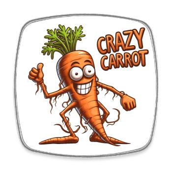 Crazy Veggies: Carrot Thumbs Up - Viereckiger Kühlschrankmagnet - Weiß - Vorne