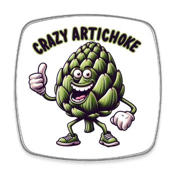 Crazy Veggies: Artichoke Thumbs Up - Square fridge magnet - white - Front