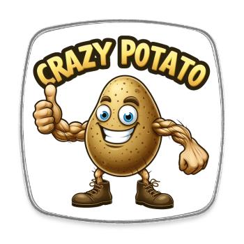 Crazy Veggies: Potato Body Builder Thumbs Up - Viereckiger Kühlschrankmagnet - Weiß - Vorne
