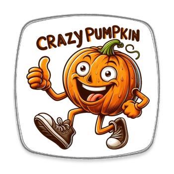Crazy Veggies: Sweating Pumpkin - Square fridge magnet - white - Front