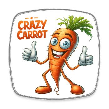Crazy Veggies: Young Carrot Thumbs Up - Viereckiger Kühlschrankmagnet - Weiß - Vorne