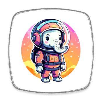 Elephant Astronaut Illustration - Square fridge magnet - white - Front