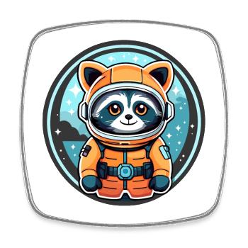 Raccoon Astronaut Illustration - Square fridge magnet - white - Front