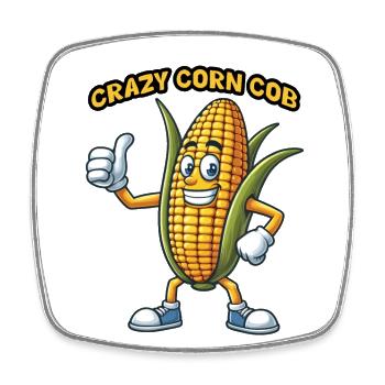 Crazy Veggies: Corn Cob Thumbs Up - Viereckiger Kühlschrankmagnet - Weiß - Vorne