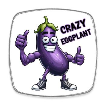 Crazy Veggies: Eggplant Body Builder Calisthenics - Viereckiger Kühlschrankmagnet - Weiß - Vorne