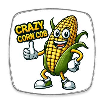 Crazy Veggies: Corn Cob Thumbs Up - Viereckiger Kühlschrankmagnet - Weiß - Vorne