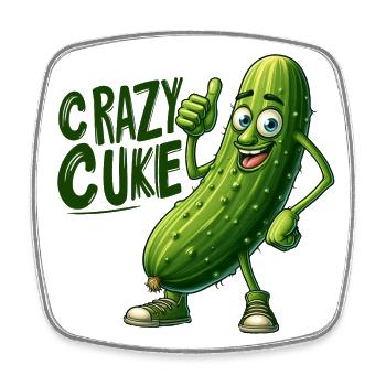 Crazy Veggies: Spiky Cuke Thumbs Up - Viereckiger Kühlschrankmagnet - Weiß - Vorne