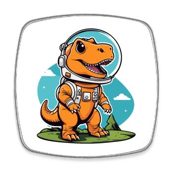 Dinosaurier Astronaut Illustration - Viereckiger Kühlschrankmagnet - Weiß - Vorne