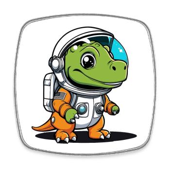 Dinosaurier Astronaut Illustration - Viereckiger Kühlschrankmagnet - Weiß - Vorne