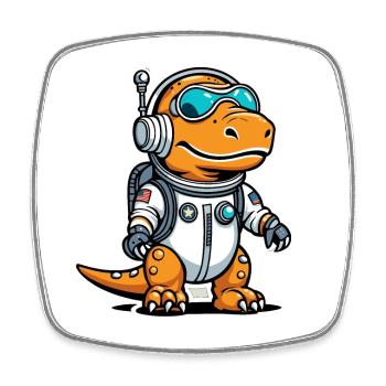 Dinosaurier Astronaut Illustration - Viereckiger Kühlschrankmagnet - Weiß - Vorne