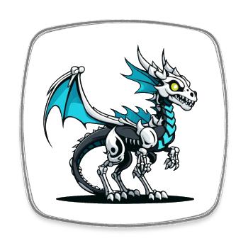 Cute Dragon Skeleton Illustration - Square fridge magnet - white - Front