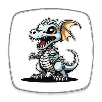 Cute Dragon Skeleton Illustration - Square fridge magnet - white - Front