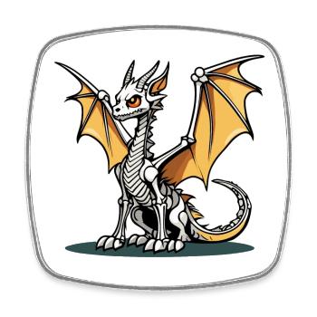 Cute Dragon Skeleton Illustration - Square fridge magnet - white - Front