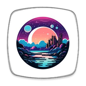 Moon Landscape Illustration - Square fridge magnet - white - Front