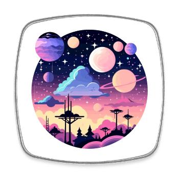 Mond Landschaft Illustration - Viereckiger Kühlschrankmagnet - Weiß - Vorne