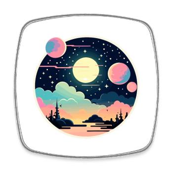 Mond Landschaft Illustration - Viereckiger Kühlschrankmagnet - Weiß - Vorne