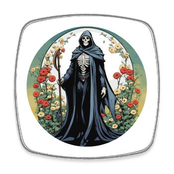 Sensenmann Blumen Illustration - Viereckiger Kühlschrankmagnet - Weiß - Vorne