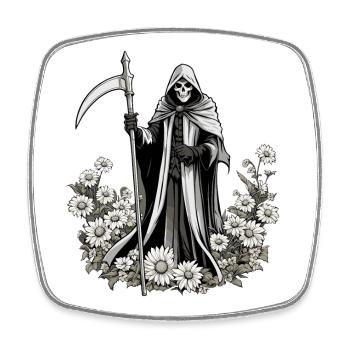 Sensenmann Blumen Illustration - Viereckiger Kühlschrankmagnet - Weiß - Vorne