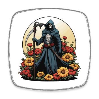 Sensenmann Blumen Illustration - Viereckiger Kühlschrankmagnet - Weiß - Vorne