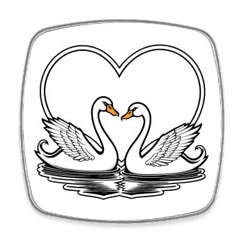 Illustration de la Saint-Valentin cygne - Magnet carré - blanc - Devant