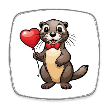 Coeur de loutre - Saint-Valentin - Magnet carré - blanc - Devant