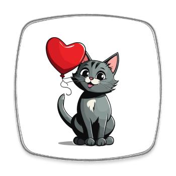 Coeur de chat - Saint-Valentin - Magnet carré - blanc - Devant