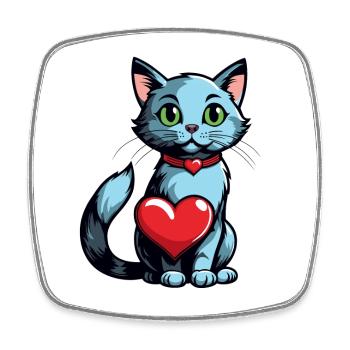 Cat Heart - Valentine's Day - Square fridge magnet - white - Front