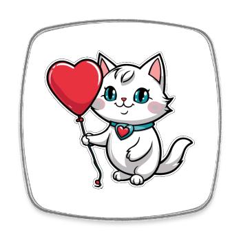 Katze Herz - Valentinstag - Viereckiger Kühlschrankmagnet - Weiß - Vorne