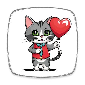 Katze Herz - Valentinstag - Viereckiger Kühlschrankmagnet - Weiß - Vorne