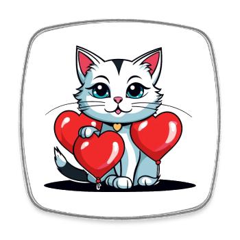 Katze Herz - Valentinstag - Viereckiger Kühlschrankmagnet - Weiß - Vorne