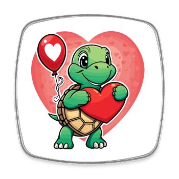 Schildkröte Herz - Valentinstag - Viereckiger Kühlschrankmagnet - Weiß - Vorne