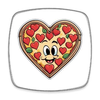 Pizza Heart - Valentine's Day - Square fridge magnet - white - Front