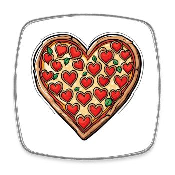 Pizza Heart - Valentine's Day - Square fridge magnet - white - Front