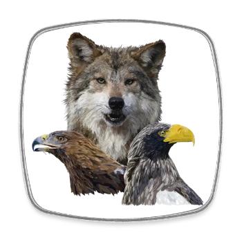 Loup et aigles - Magnet carré - blanc - Devant