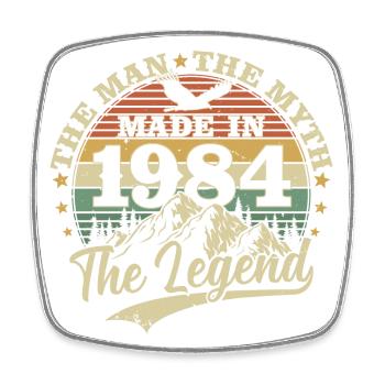 Né en 1984 Homme Mythe Légende - Magnet carré - blanc - Devant