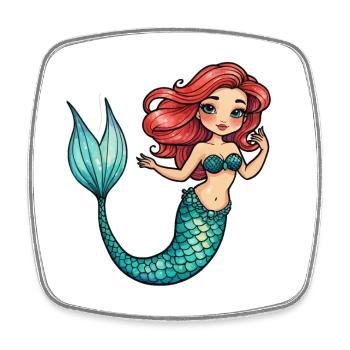 Mermaid Fantasy Illustration - Square fridge magnet - white - Front