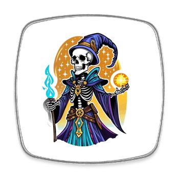 Skelett Magier Fantasy Illustration - Viereckiger Kühlschrankmagnet - Weiß - Vorne